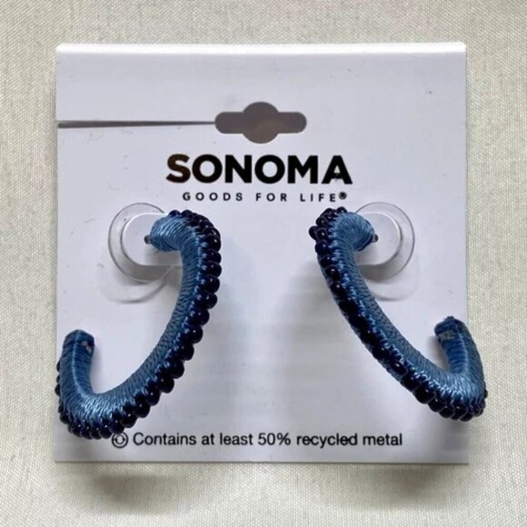 Sonoma Earrings Khol's Beaded Wrap J-Hoop Post Back Pierced Ears Jewelry NWT - Picture 5 of 5